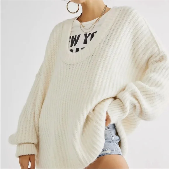 #58 New! Free People Blue Bell Chunky Oversized SweaterNWT - Picture 2 of 8